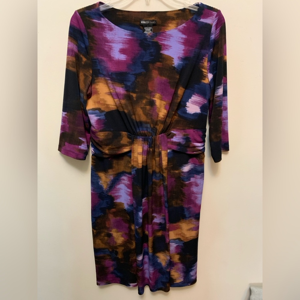 NINA LEONARD Multicolor Abstract Dress